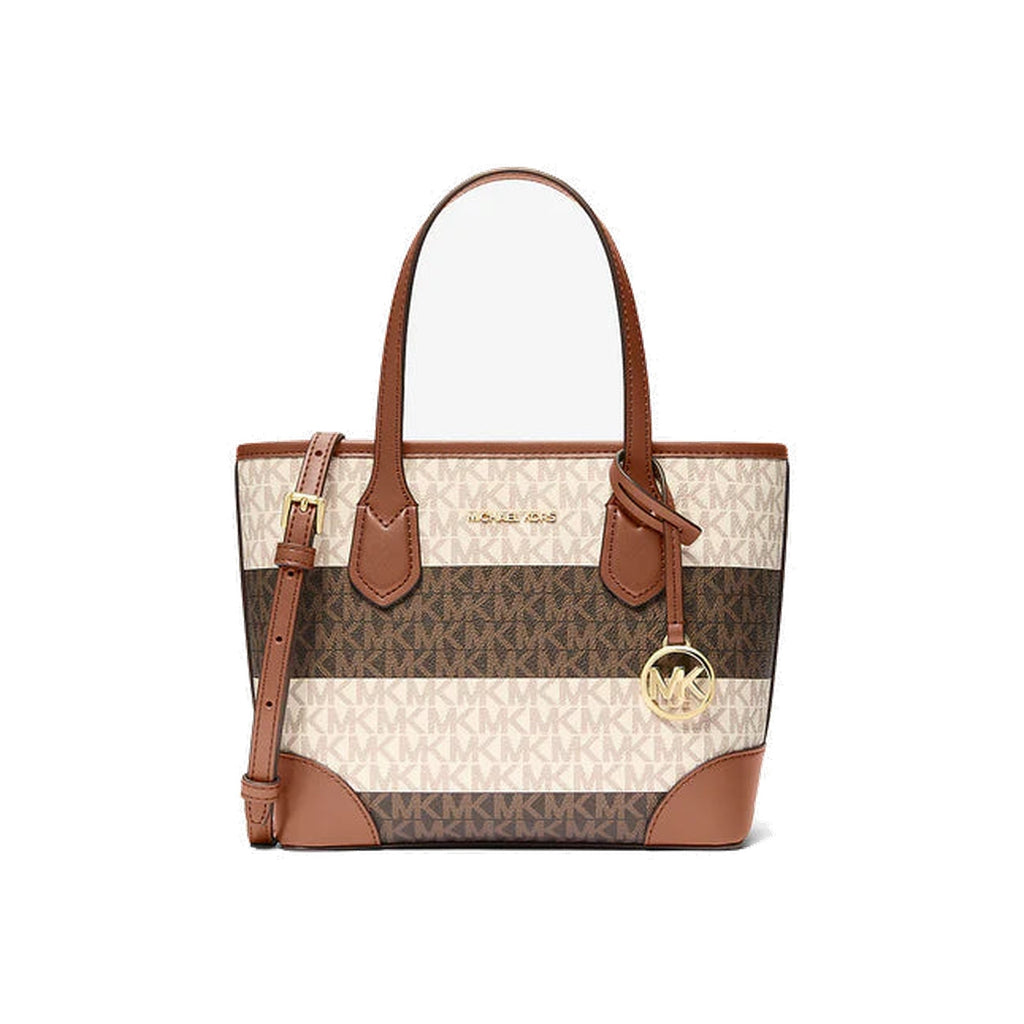 Michael Kors Eva Extra-Small Striped Signature Logo Convertible Tote Bag Vanilla-Luggage