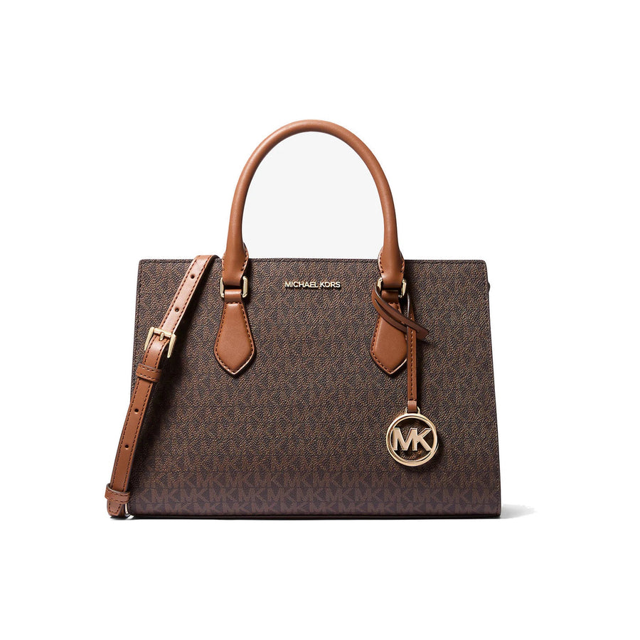 Michael Kors Sheila Medium Logo Satchel Brown