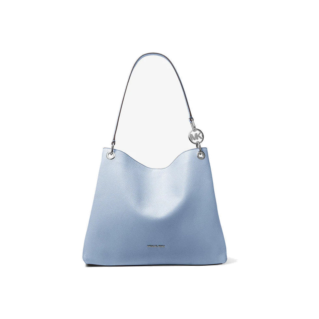 Michael Kors Christina Large Pebbled Leather Shoulder Bag Pale Ocean