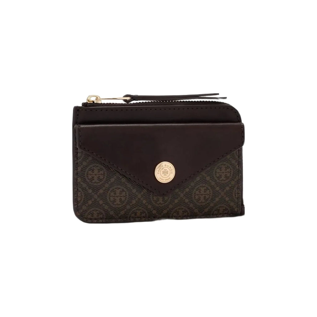 Tory Burch T Monogram Coated Canvas Envelope Zip Card Case French Press
