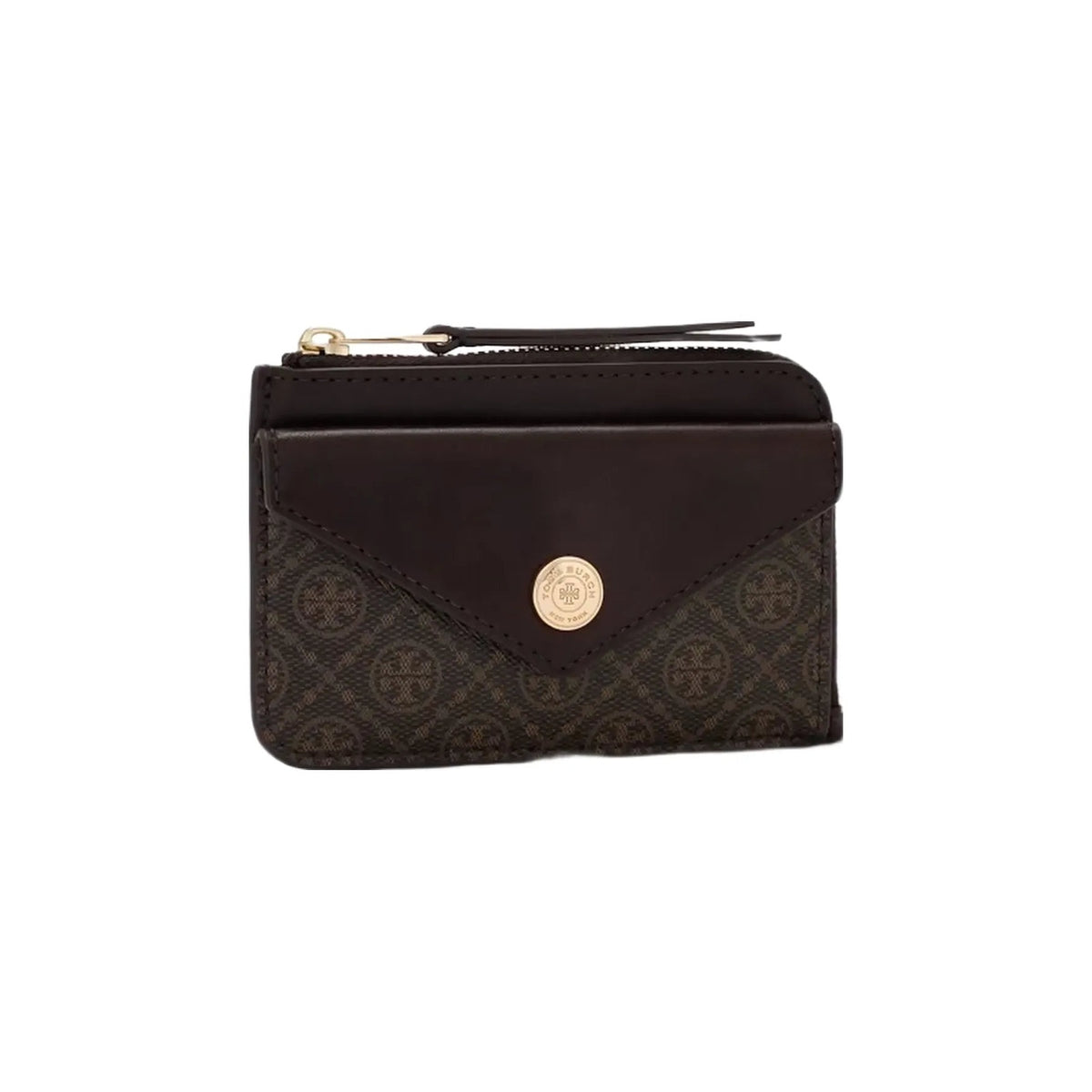 Tory Burch T Monogram Coated Canvas Envelope Zip Card Case French Press