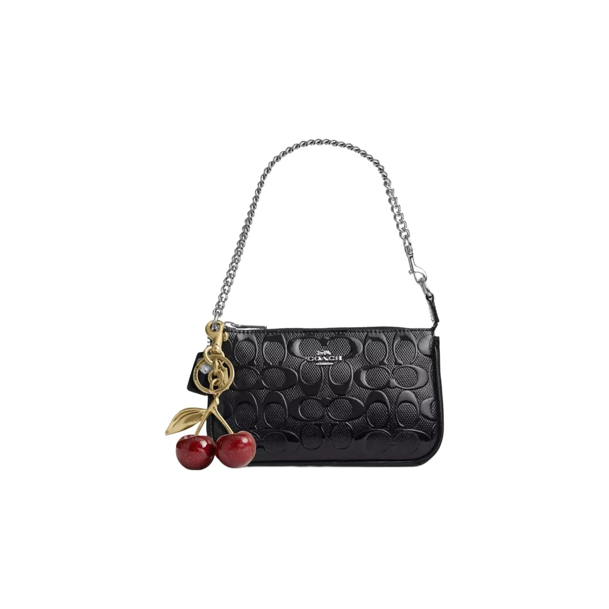 Coach Nolita 19 In Signature Leather With Heart Charm in Silver Black