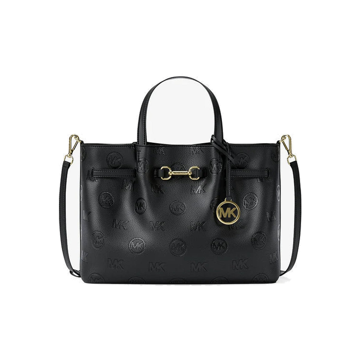 Michael Kors Carson Medium Logo Debossed Satchel Black