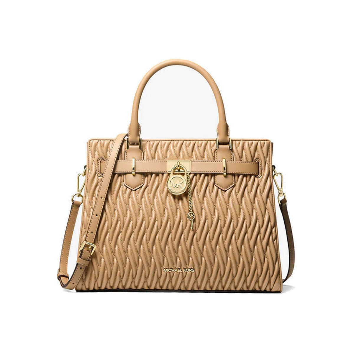 Michael Kors Hamilton Medium Matelasse Satchel Camel