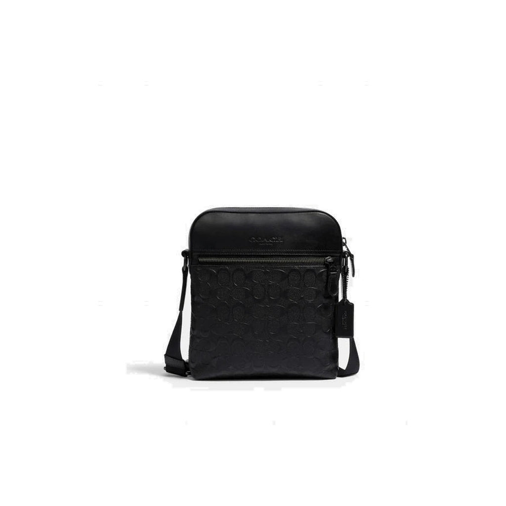 Coach Houston Flight Bag In Signature Leather Gunmetal Black