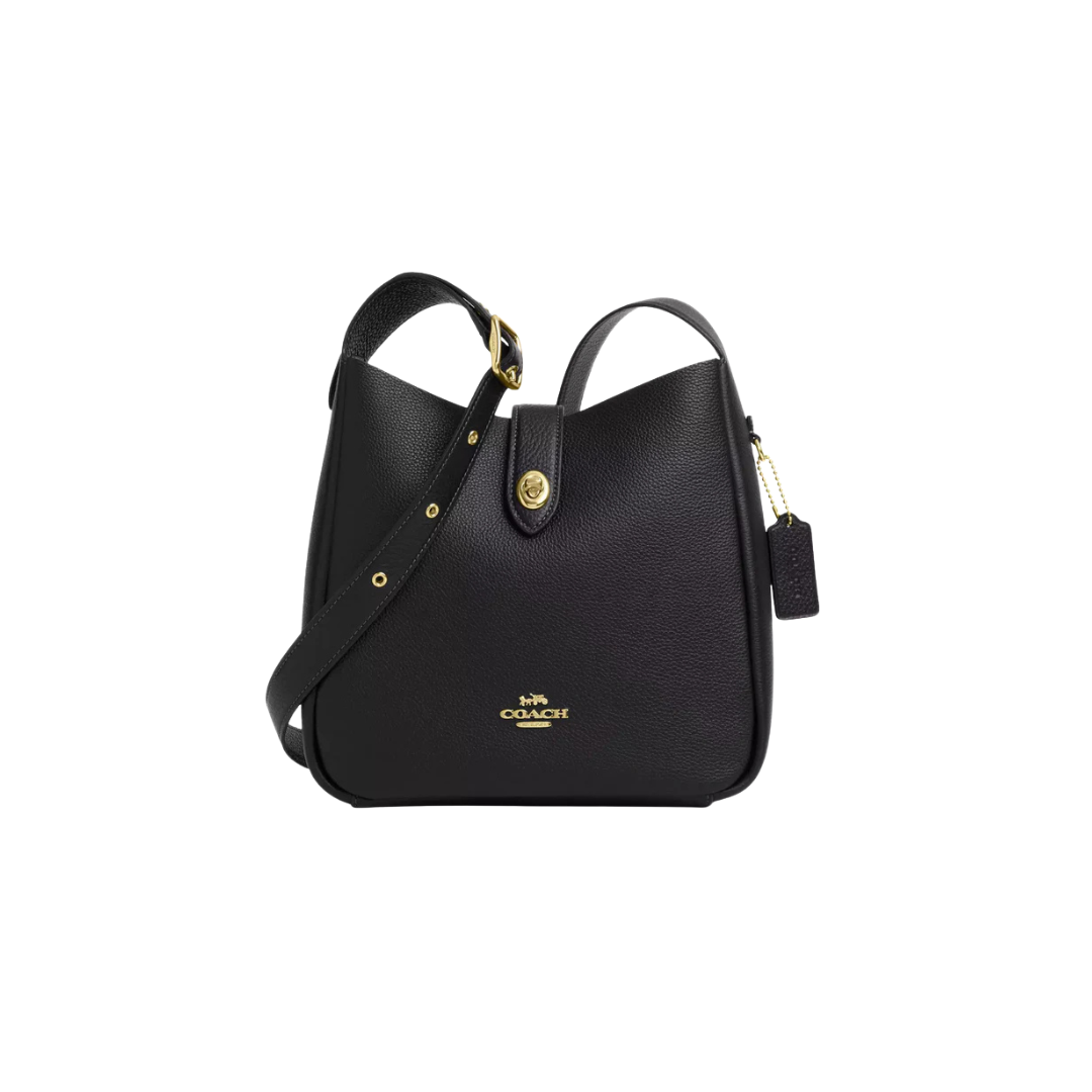 COACH Hadley Convertible Crossbody Bag pebbled leather Gold Black