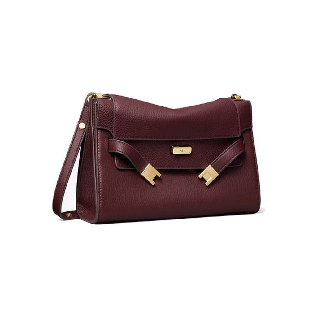Tory Burch Lee Radziwill Pebbled Shoulder Bag Dark Carmine