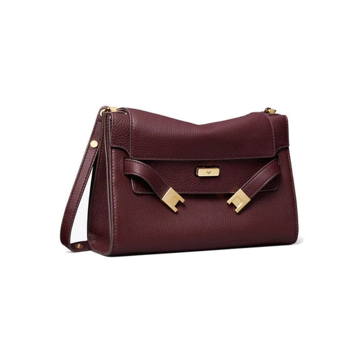 Tory Burch Lee Radziwill Pebbled Shoulder Bag Dark Carmine