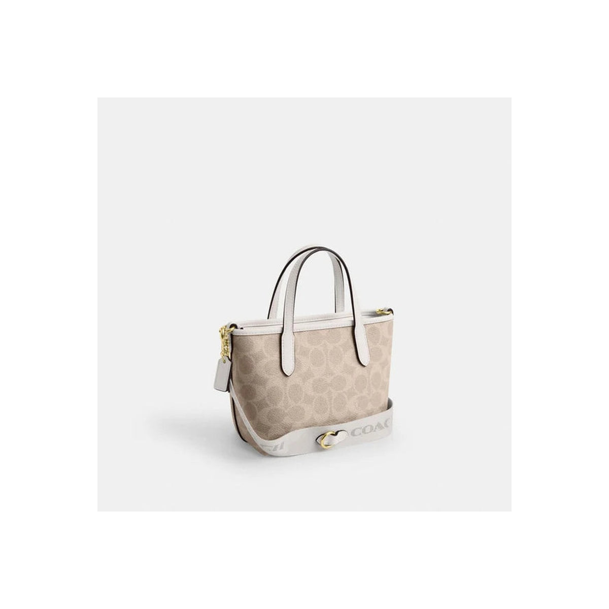 Coach City Mini Tote Bag In Signature Canvas Gold Sand Chalk