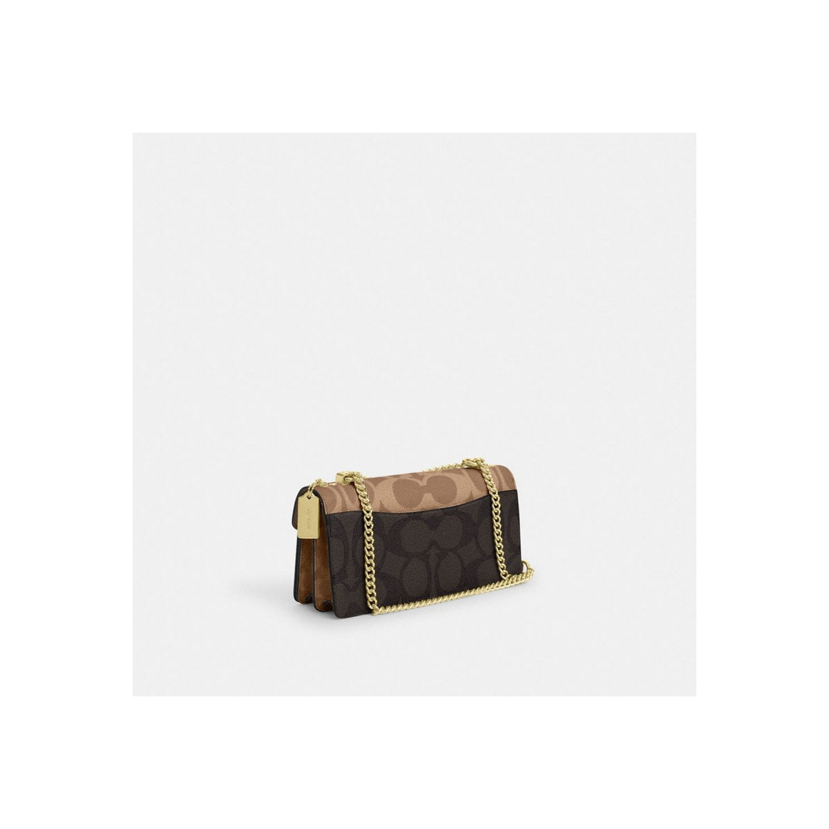 Coach Klare Crossbody Bag In Blocked Signature Canvas Gold Walnut Tan