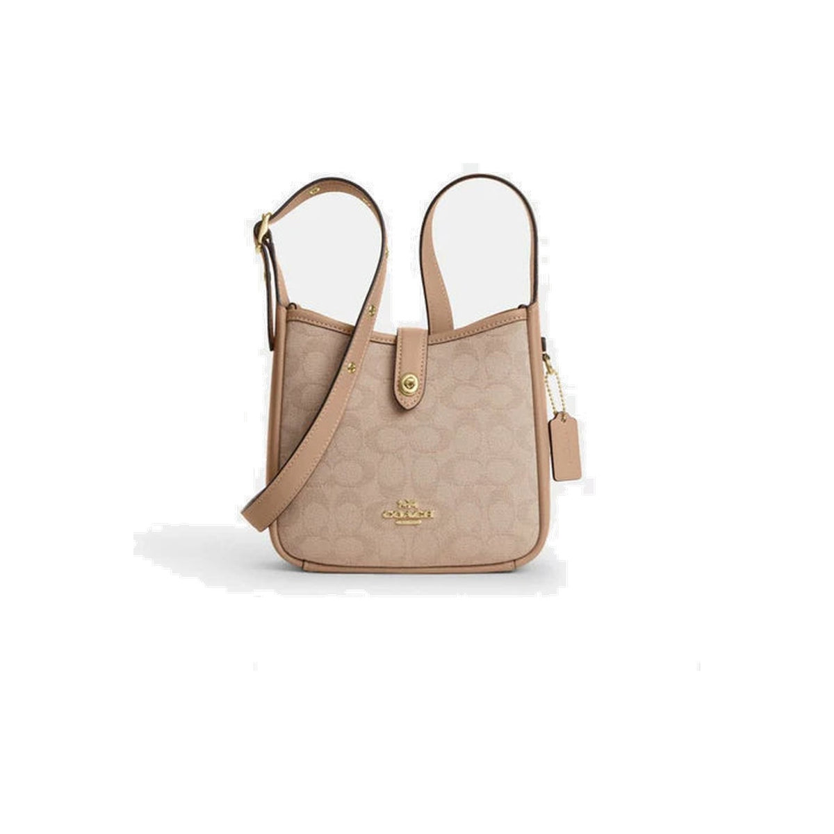 Coach Hadley Mini Crossbody Bag With Signature Canvas Gold Dark Natural Multi
