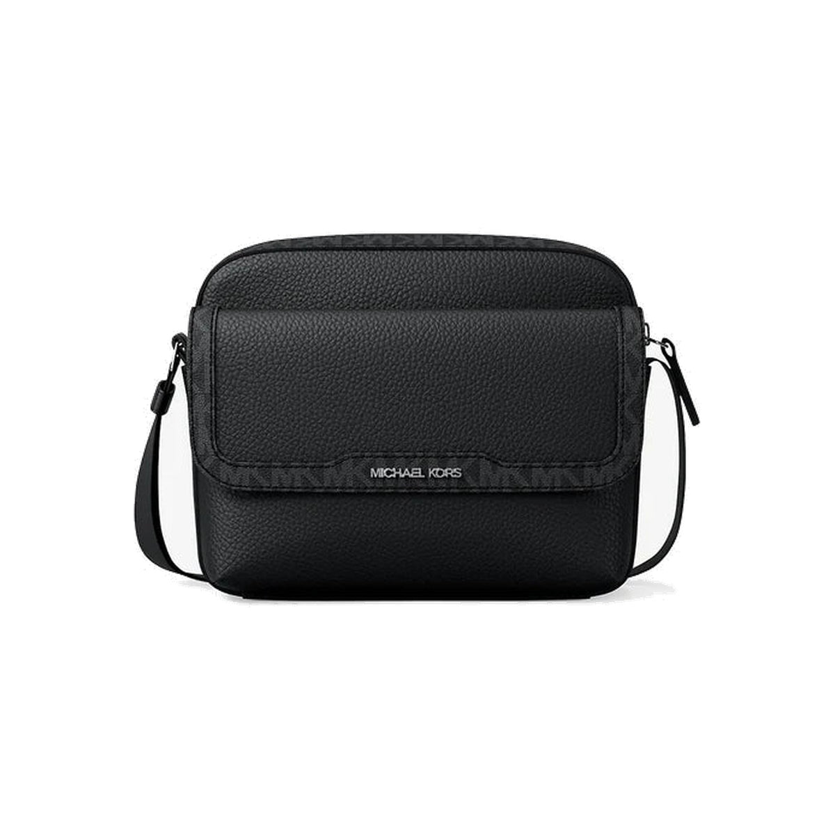 Michael Kors Cooper Medium Pebbled Leather and Signature Logo Camera Crossbody Bag Black