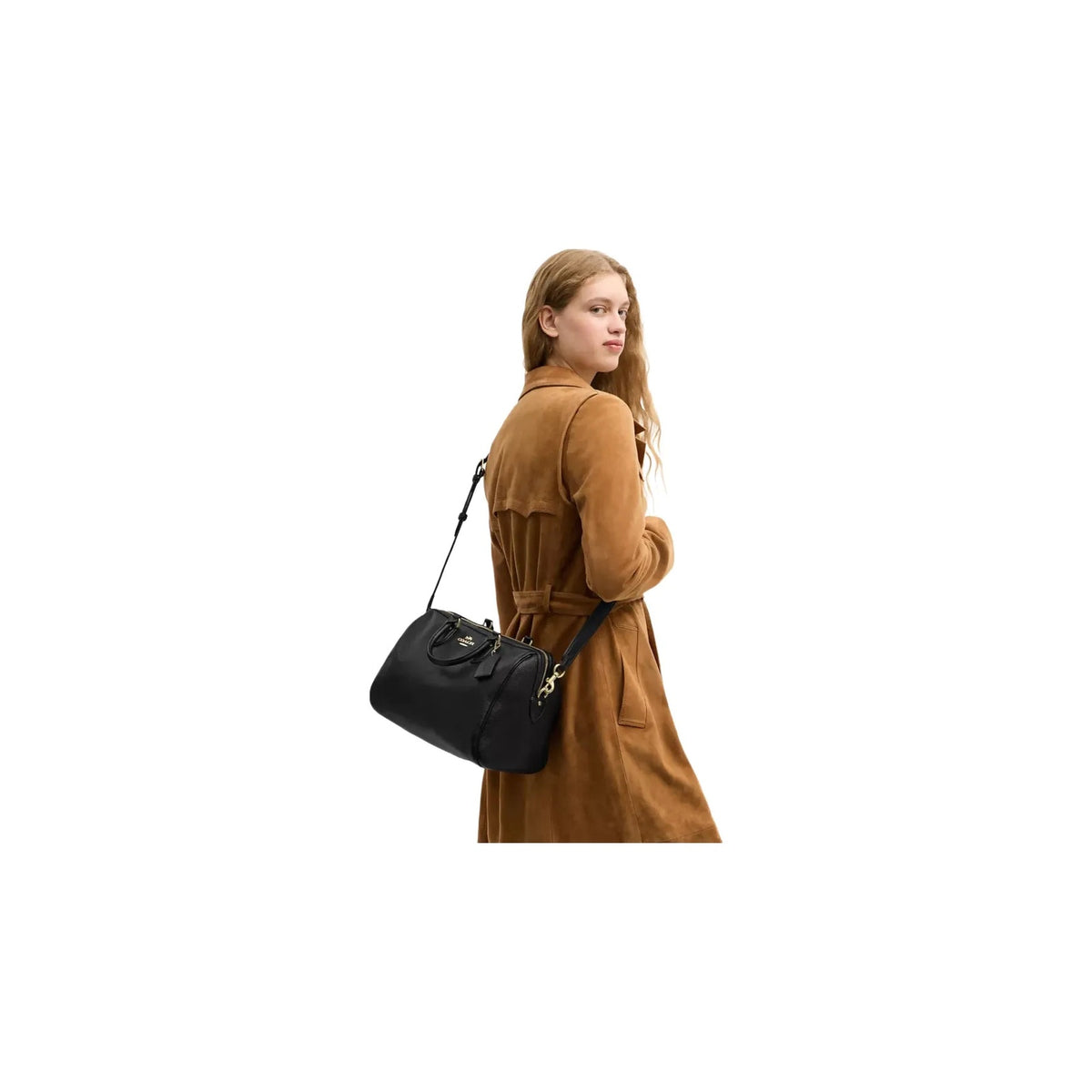 Coach Rowan Large Satchel Bag in Gold Black