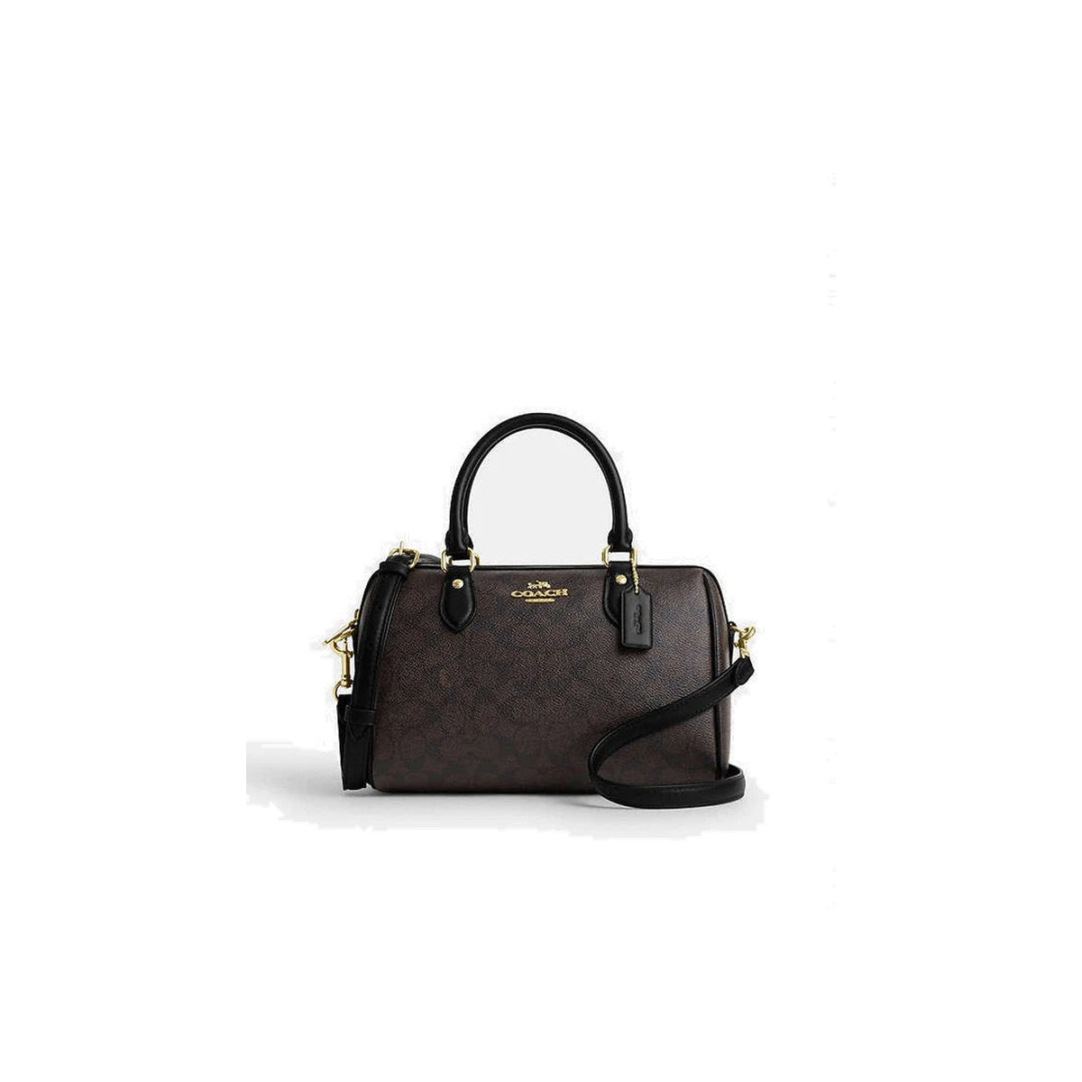 Coach Rowan Satchel Bag In Signature Canvas Signature Canvas-Gold-Walnut-Black