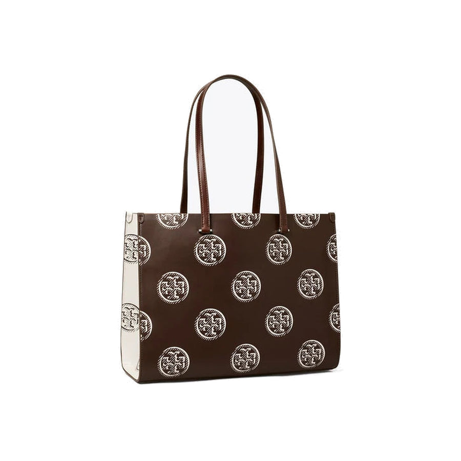 Tory Burch T Monogram Contrast Embossed Tote Chocolate