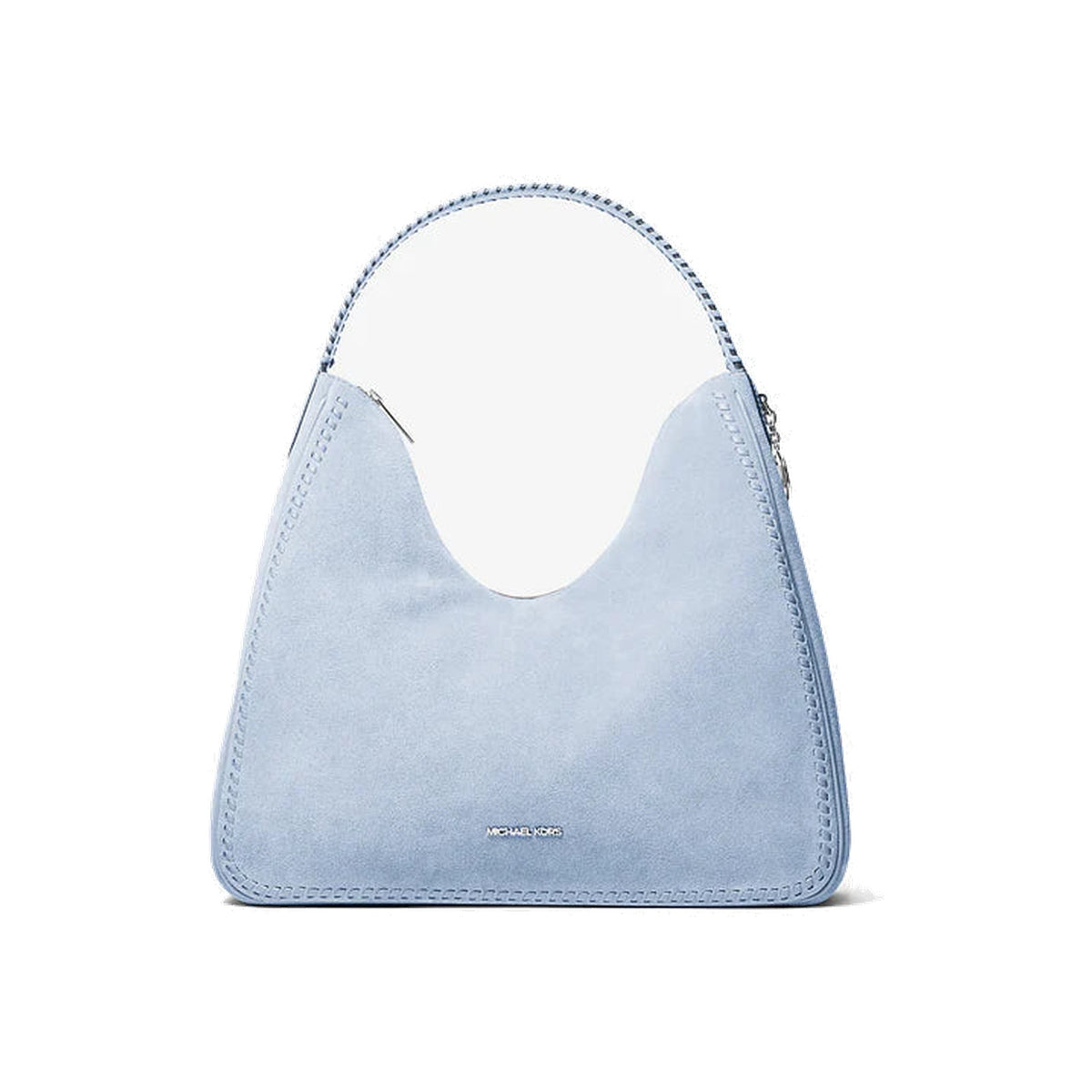 Michael Kors Nayla Medium Suede Hobo Shoulder Bag Pale Ocean