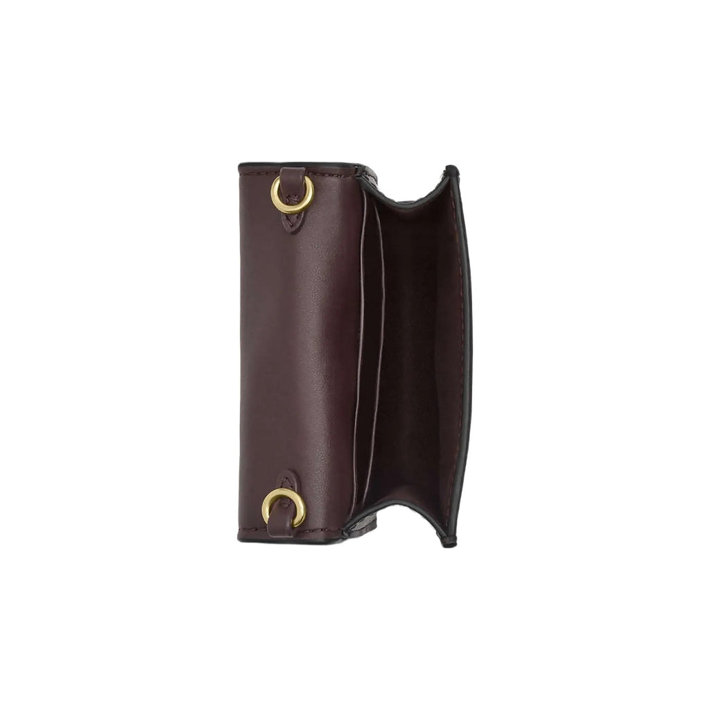 Coach Mini Wallet On A Chain In Signature Canvas Signature Canvas-Gold-Walnut-Black