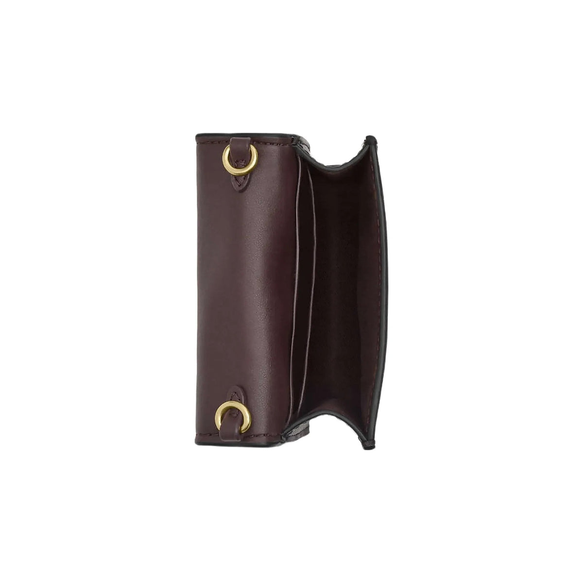 Coach Mini Wallet On A Chain In Signature Canvas Signature Canvas-Gold-Walnut-Black