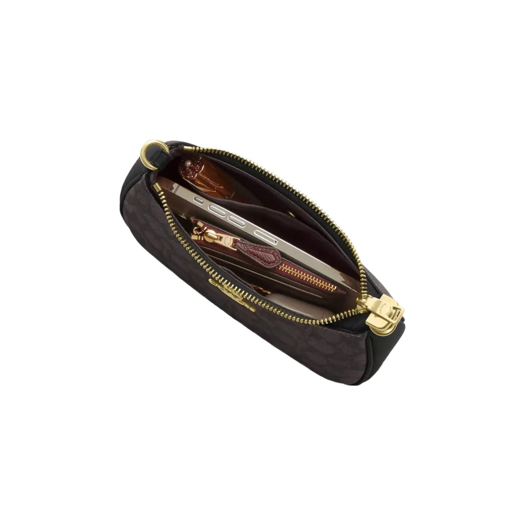 Coach Teri Mini Crossbody Bag In Signature Canvas in Gold Walnut Black