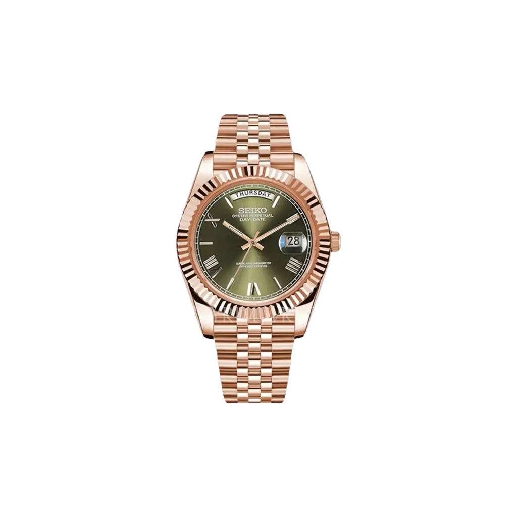 Seiko Mod Day-Date Rose Gold Green
