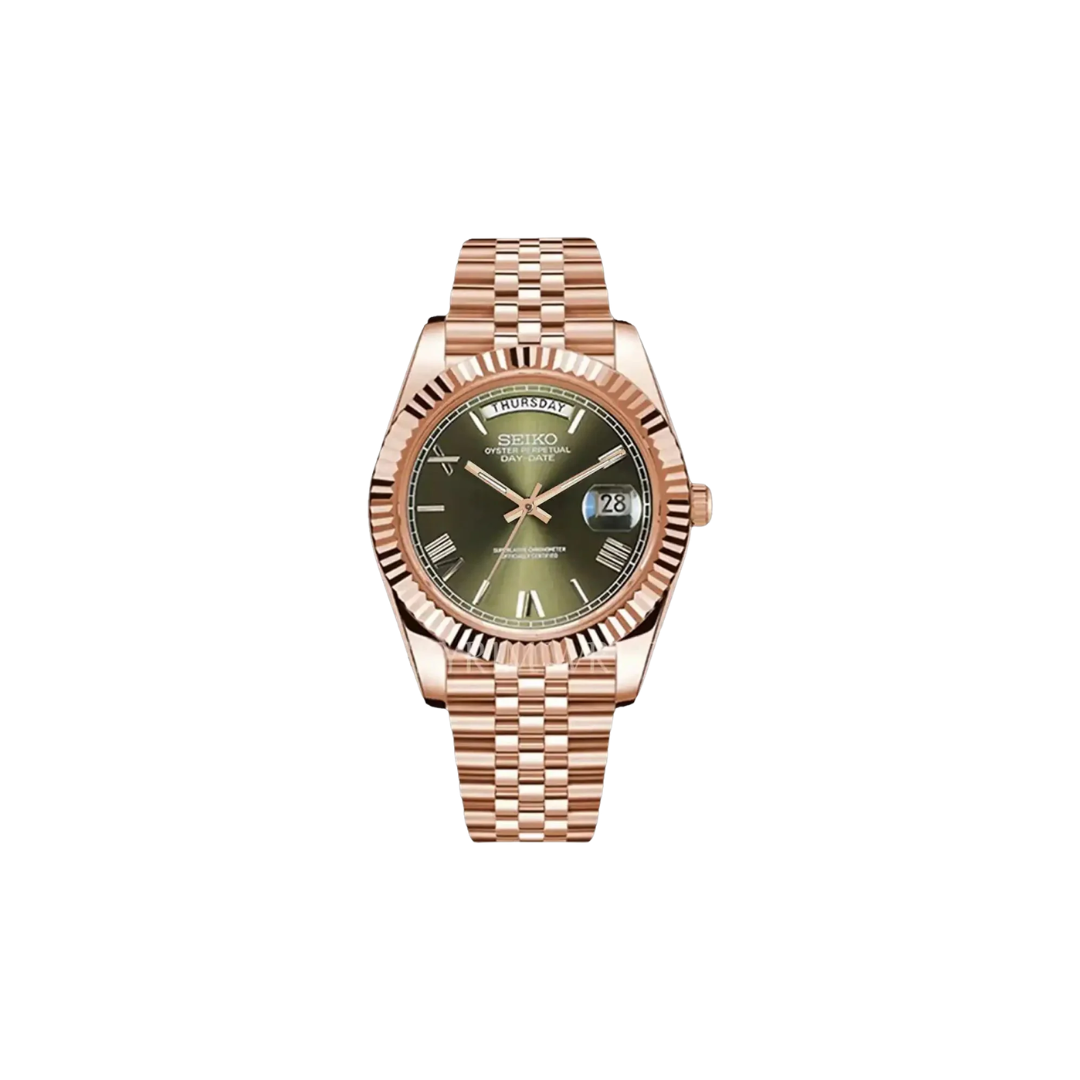 Seiko Mod Day-Date Rose Gold Green