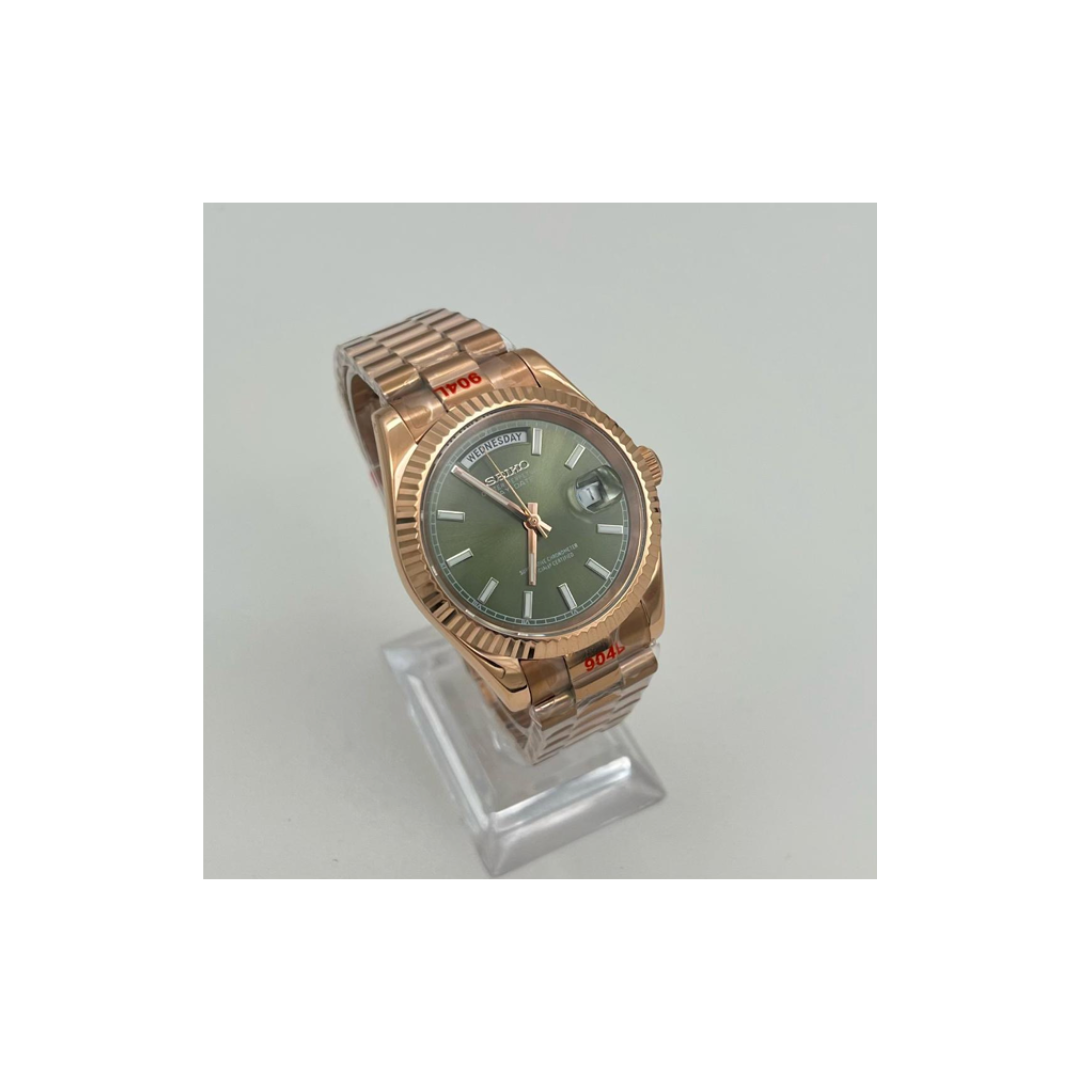 Seiko Mod Day-Date Rose Gold Green