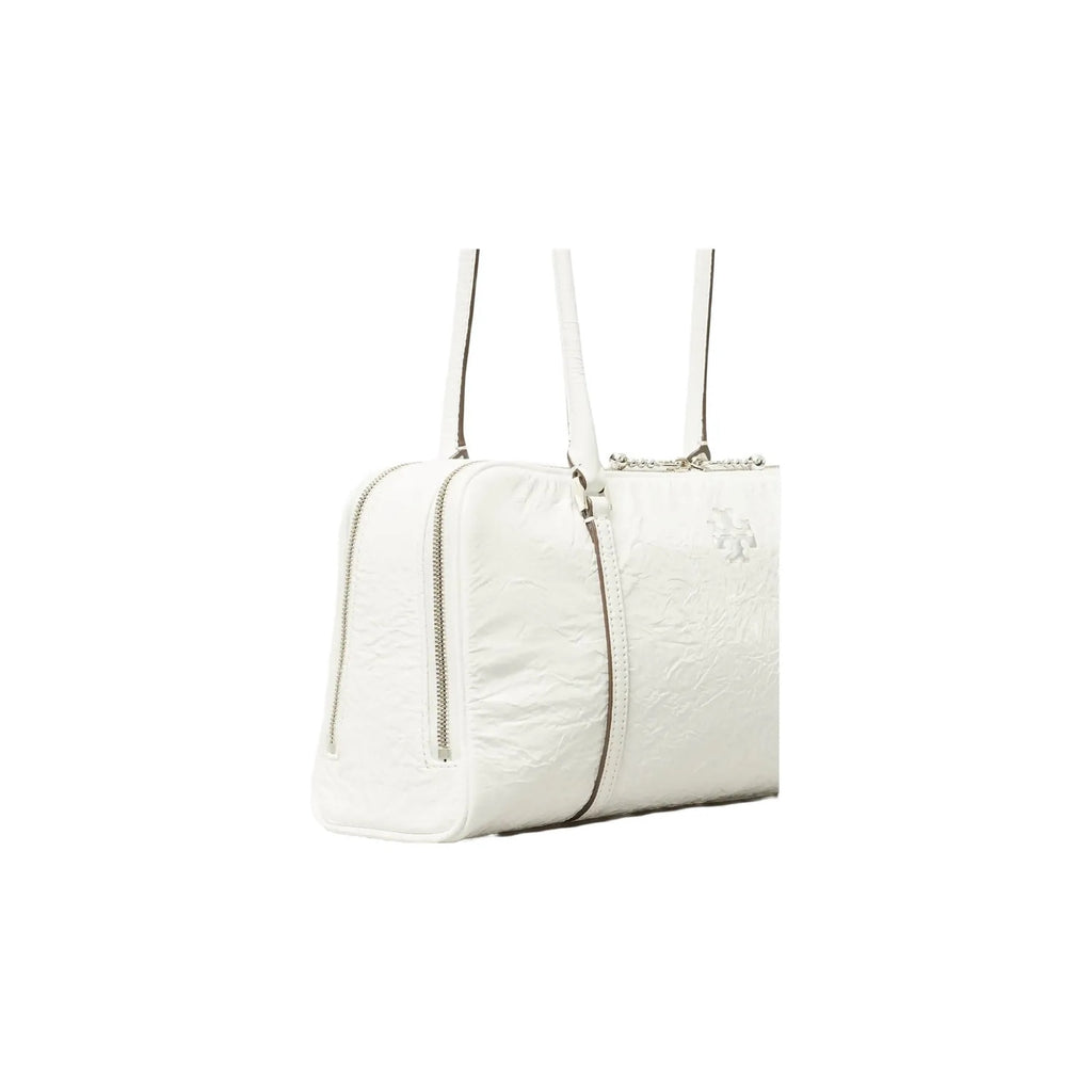 Tory Burch Small Crinkle Leather Marshmallow Satchel White