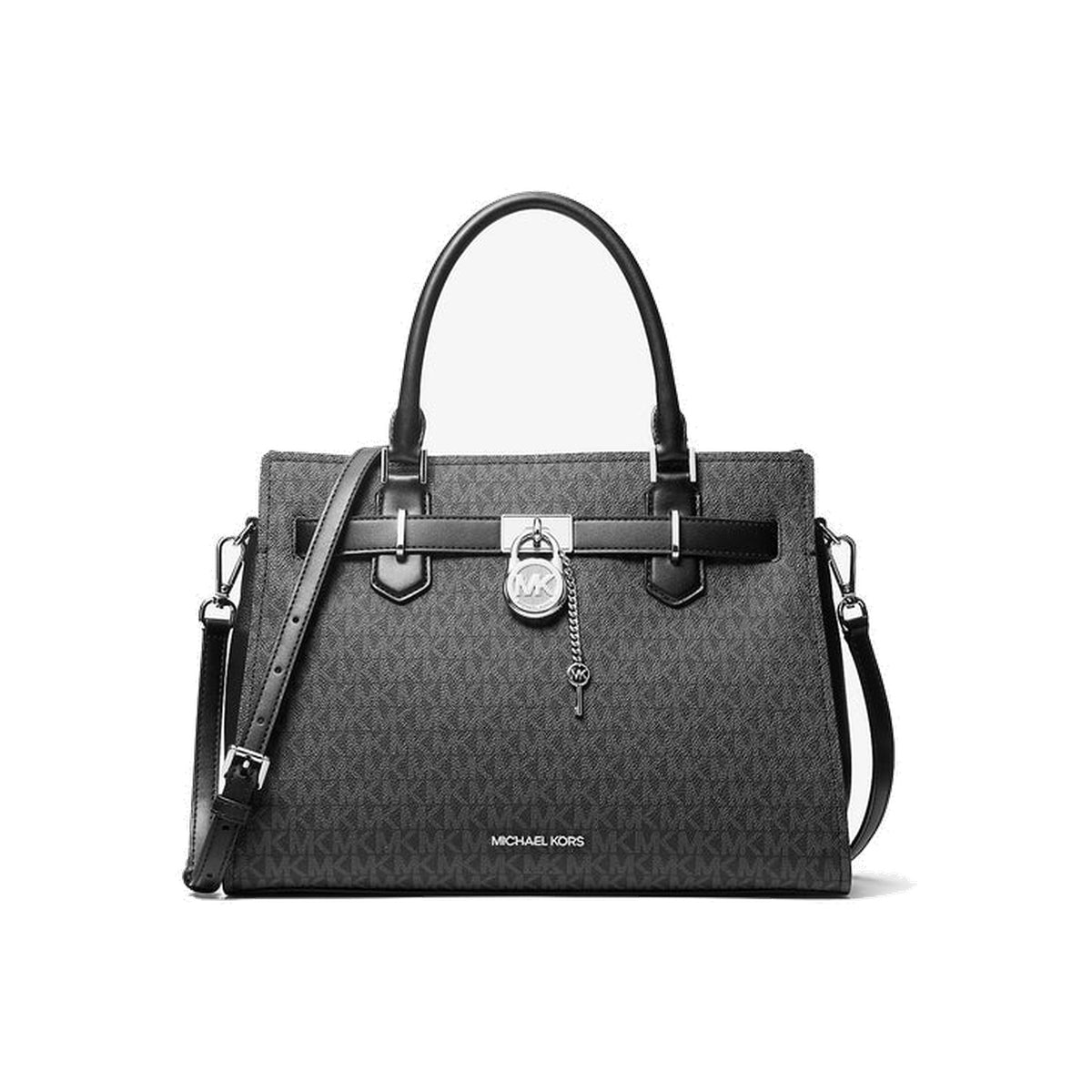 Michael Kors Hamilton Medium Signature Logo Satchel Black