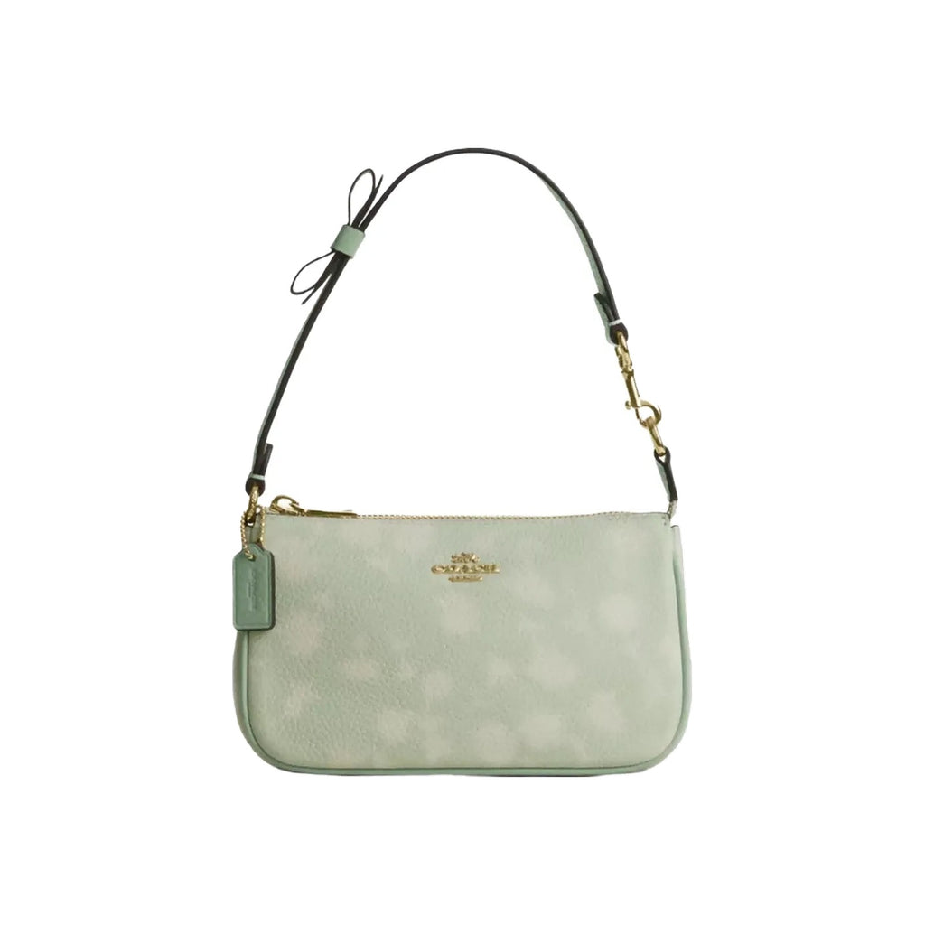 Coach Nolita 19 With Floral Print And Bow in Gold Pale Green