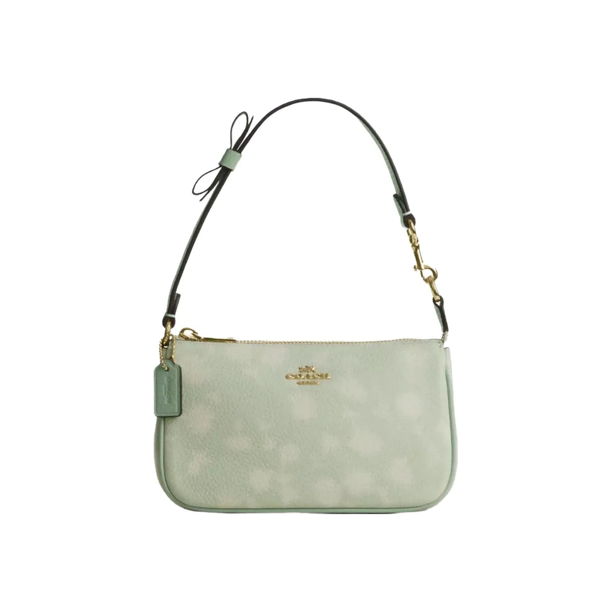 Coach Nolita 19 With Floral Print And Bow in Gold Pale Green