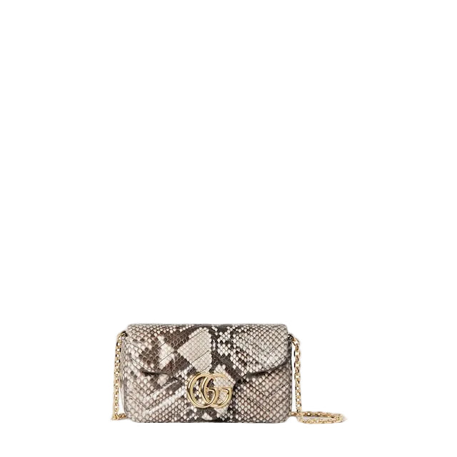 Gucci GG Marmont Python Mini Shoulder Bag in Natural
