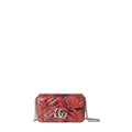 Gucci GG Marmont Python Mini Shoulder Bag in Deep Red