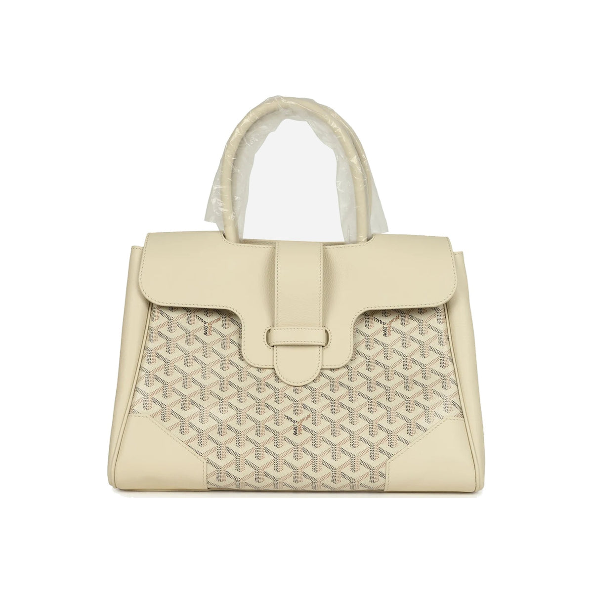 Goyard Goyardine Canvas Sand Saigon Tote Palladium Hardware