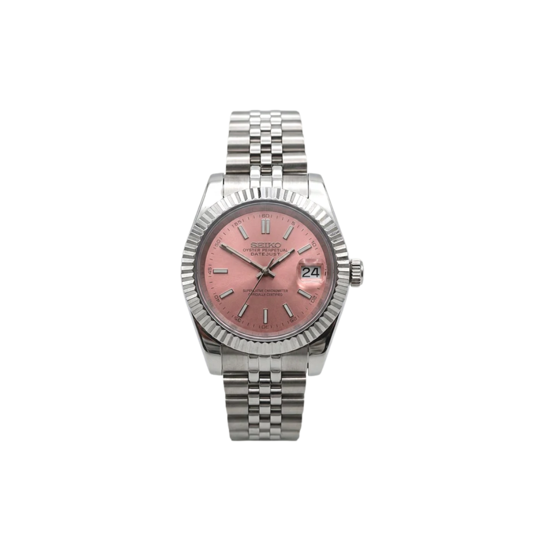 Seiko Mod Datejust Pink Dial womens