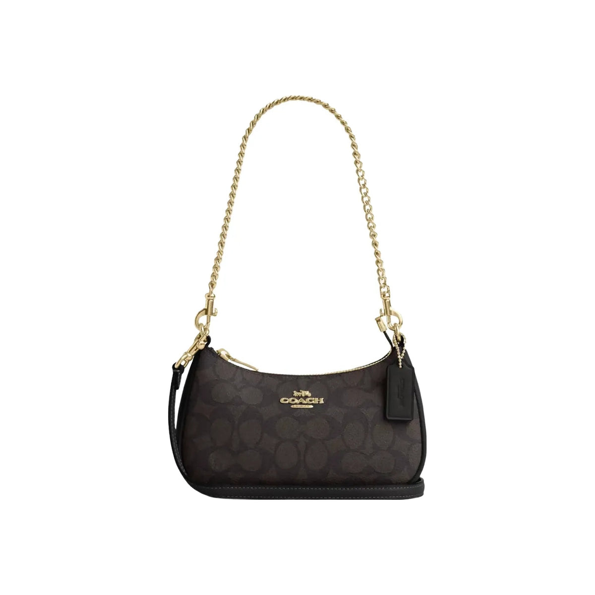 Coach Teri Mini Crossbody Bag In Signature Canvas in Gold Walnut Black