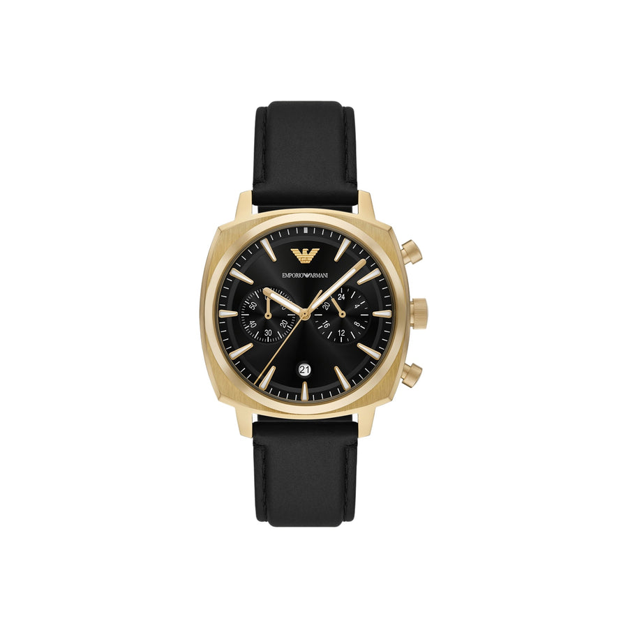 Chronograph Black Leather Watch (AR11690)