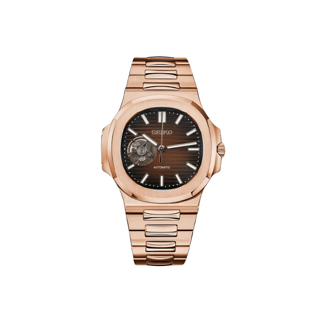 Seiko Mod Nautilus (Open Heart) Chocolate Rose Gold