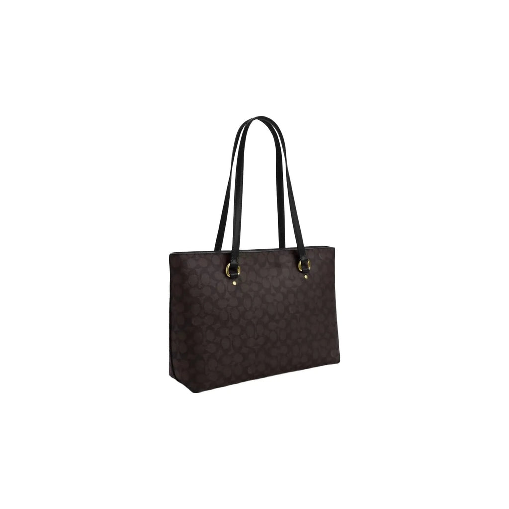 Coach Station Tote Bag In Signature Canvas in Gold Walnut Black