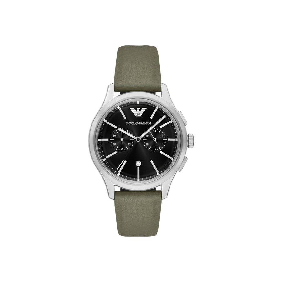 Chronograph Green Leather Strap Watch (AR11693)