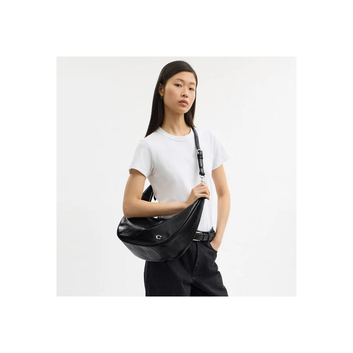 Coach Juliet Sling Bag Silver Black