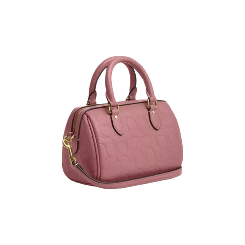 Coach Mini Rowan Crossbody Bag In Signature Leather in Gold Peony