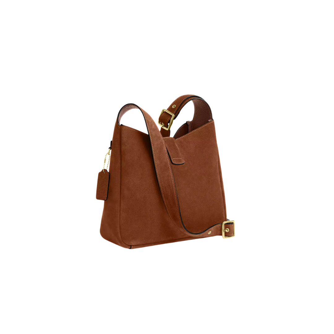 COACH Hadley Convertible Crossbody Bag suede Gold Sienna