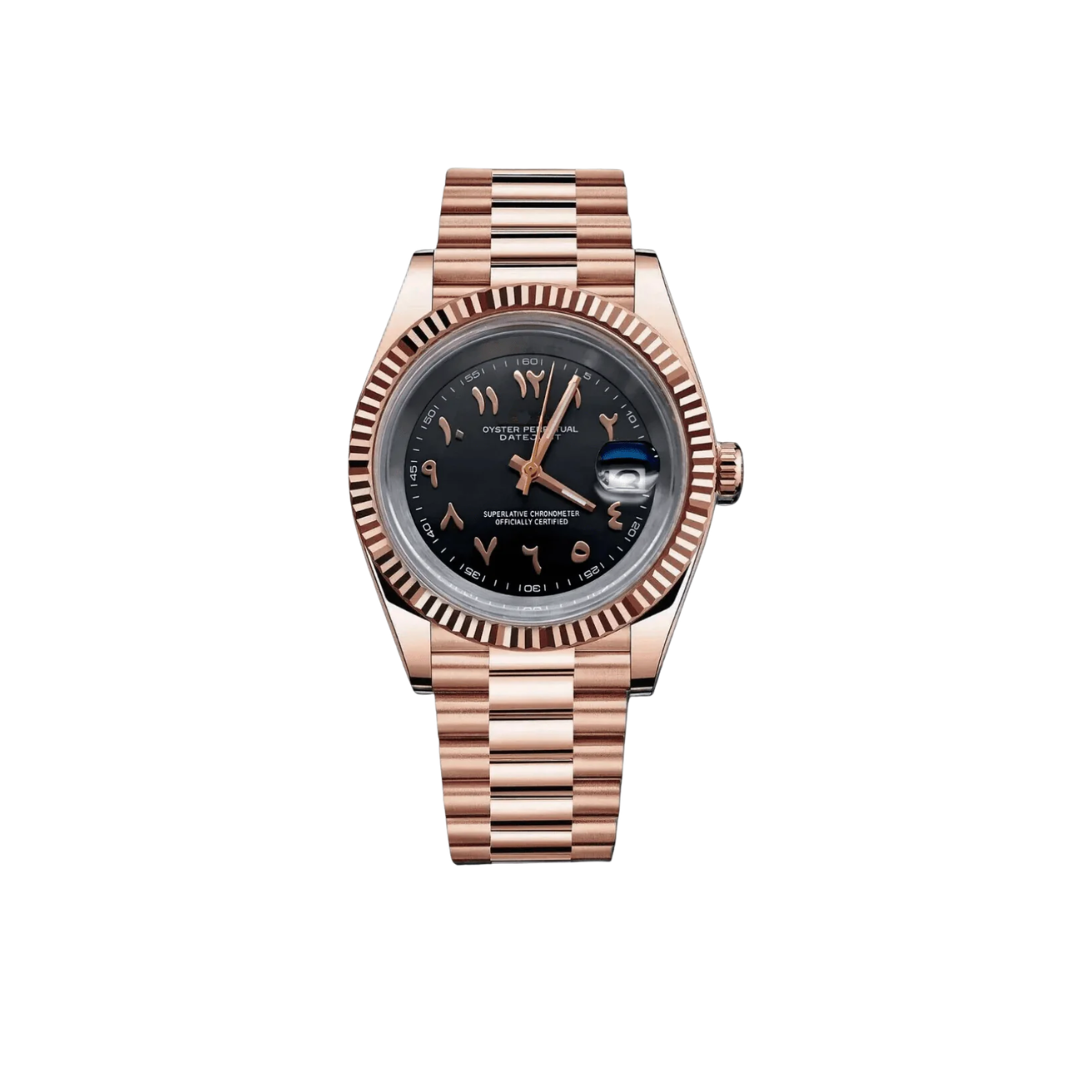 Seiko Datejust mod watch 'Black rose gold' arabic