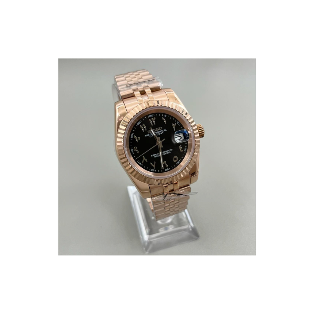 Seiko Datejust mod watch 'Black rose gold' arabic