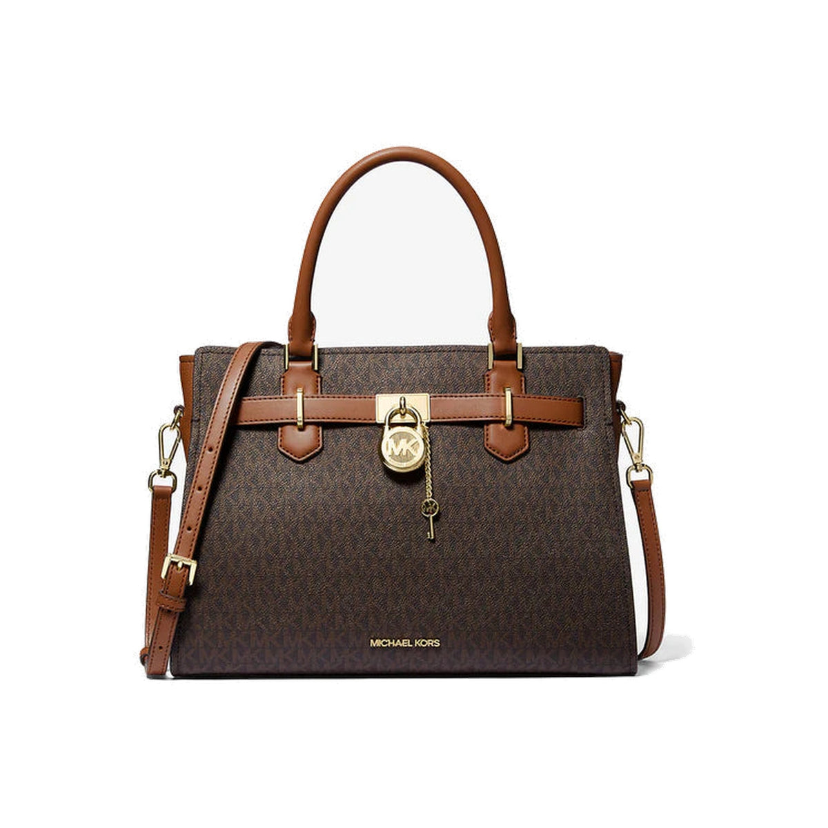 Michael Kors Hamilton Medium Logo Satchel Brown
