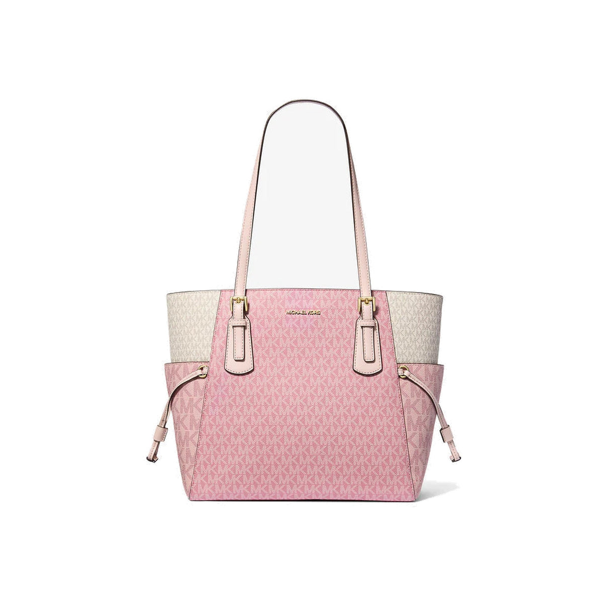 Michael Kors Voyager Large Color-Block Signature Logo Tote Bag Pwd Blsh Mlt