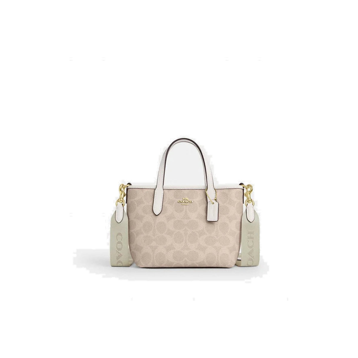Coach City Mini Tote Bag In Signature Canvas Gold Sand Chalk