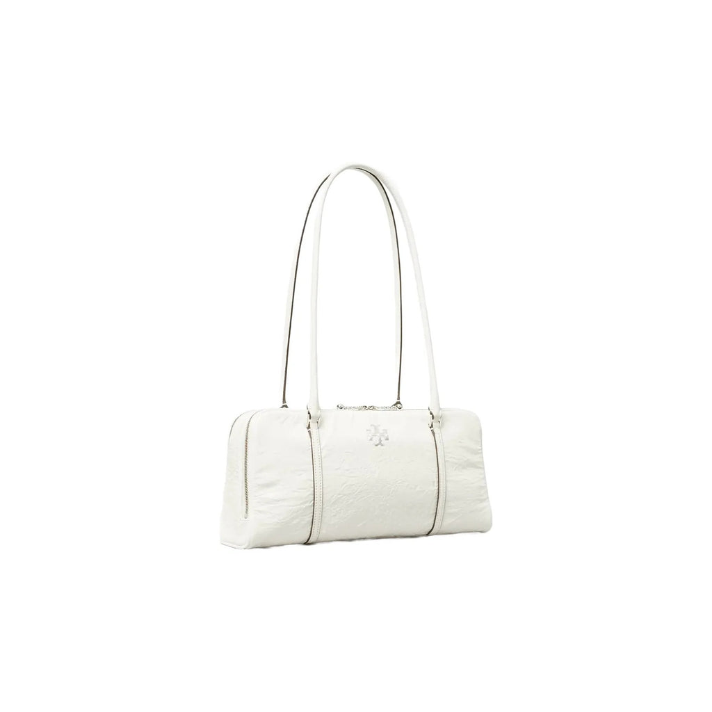 Tory Burch Small Crinkle Leather Marshmallow Satchel White