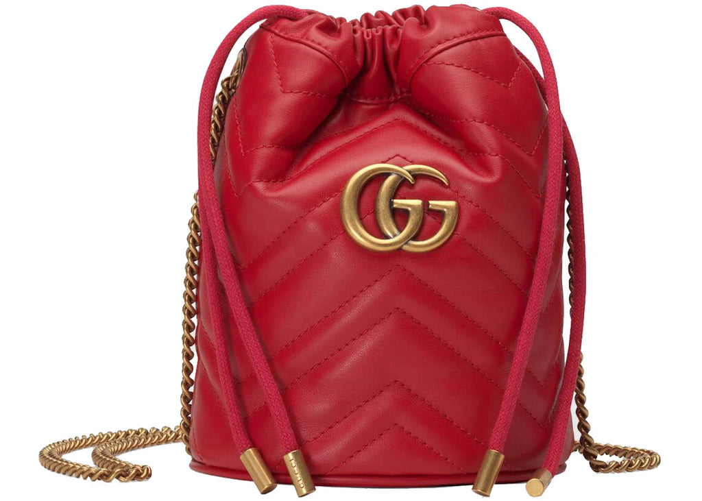 Gucci Gg Marmont Bucket Bag Mini Hibiscus Red