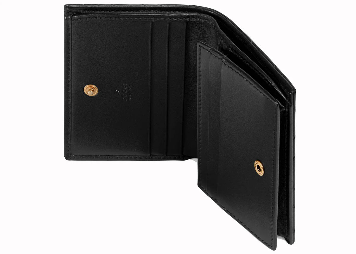 Gucci Gg Marmont Card Case Wallet Matelasse Black